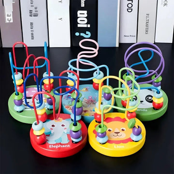 Wooden Roller Coaster Toy – Colorful Educational Bead Maze for Kids