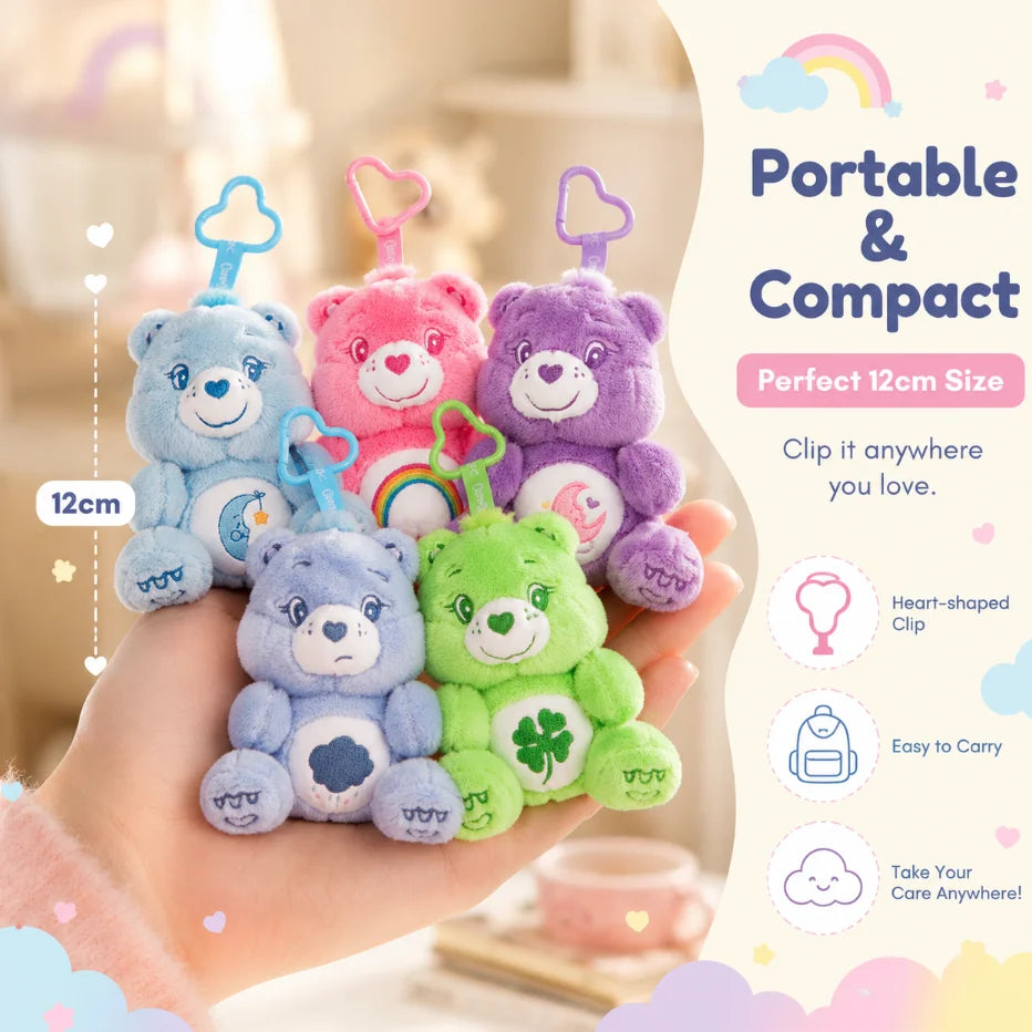 Care Bears Sitting Plush Keychain 12cm Cute Bag Pendant Kawaii Stuffed Toy Car Charm Squishy Soft Doll Decor Ideal Holiday Gift