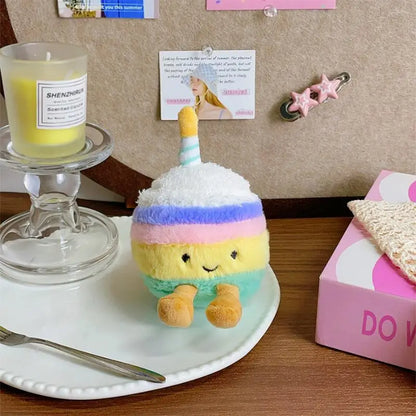 New Kawaii Cartoon Cake Plush Keychain Birthday Cake Doll Pendant Backpack Decor Accessories Toy Gifts