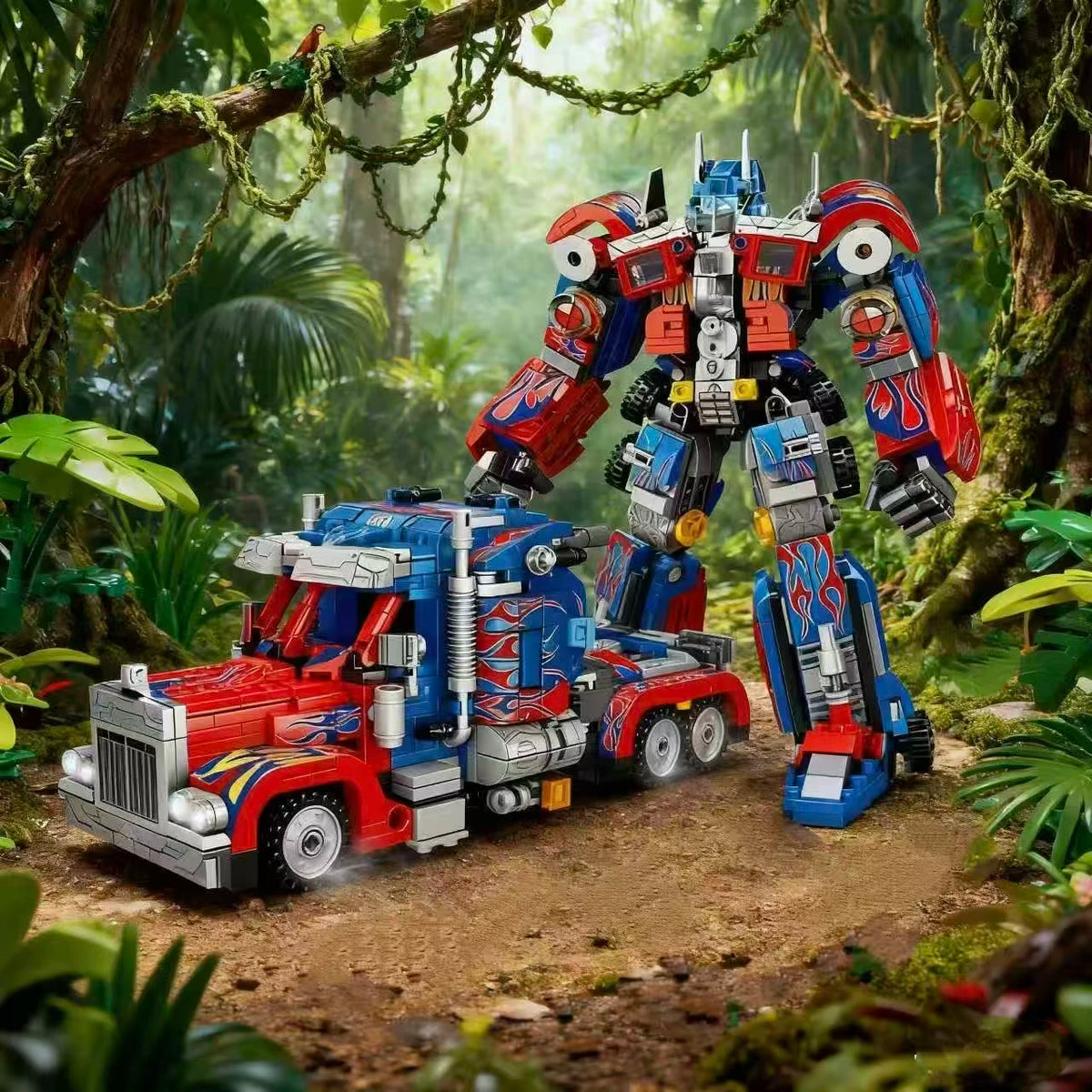 624 pieces of red robot building blocks, suitable for desktop decorations, Christmas, Halloween, and birthday gifts.