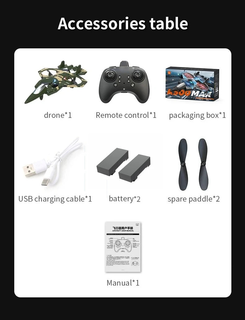 K500MAX Glider Flying Helicopter RC Hobby Jet Plane 2.4G Stunt Remote Control Foam Fighter Airplane Toy Drone With Light