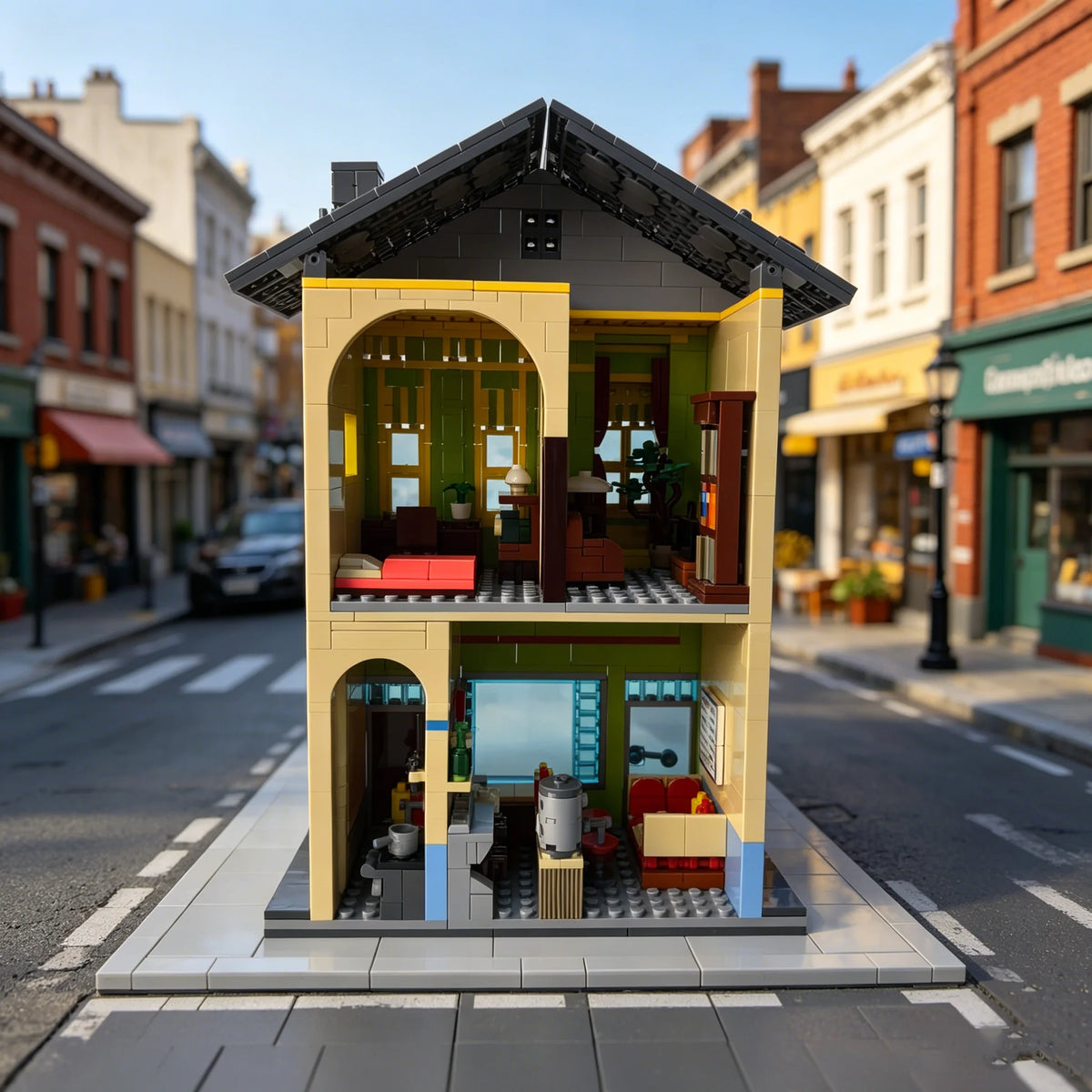 1220PCS City Street View Burgers Shop Building Block Sets MOC Movie Scene Small Particle Bricks Model Assembly Educational Toys Christmas Birthday Gifts