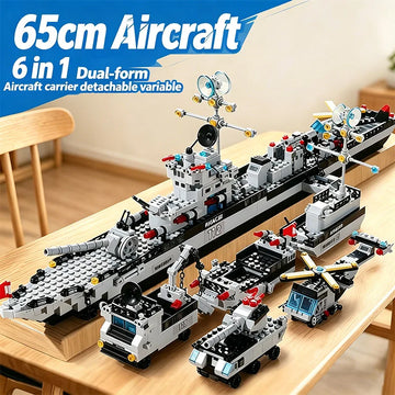 65CM Giant Navy Warship Building Blocks Ship Model 6 in 1 Multi Form Battleship Assembly Toy for Boys Children Birthday Gift
