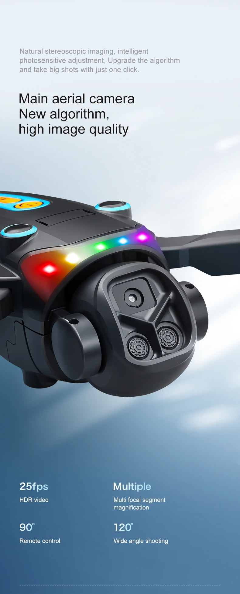 Folding Portable RC Drone Brushless Motor Screen Remote Control WiFi Low Latency Transmission Dual Camera 90° Wide Angle LED Rolling Light Outdoor Aerial Drone