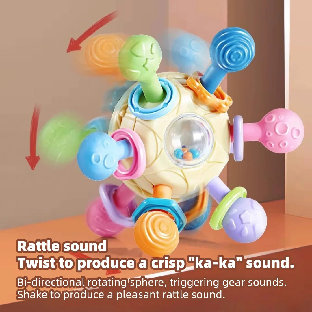 Manhattan Grasping Ball, Toddler Montessori Toys,Teether, 3-in-1  Rattle,Rubber and Teether for Early Education