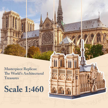 ROKR 3D Wooden Puzzles for Adults, Scale 1: 460 Notre Dame de Paris Building Set, Architecture Wooden Model Kit Creative Gift