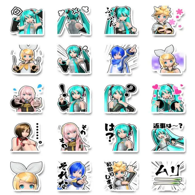 Hatsune Miku Cartoon Cute 80pcs Stickers Kawaii Anime DIY Q-Version Waterproof Decorative Stickers Anime Merchandise Wholesale