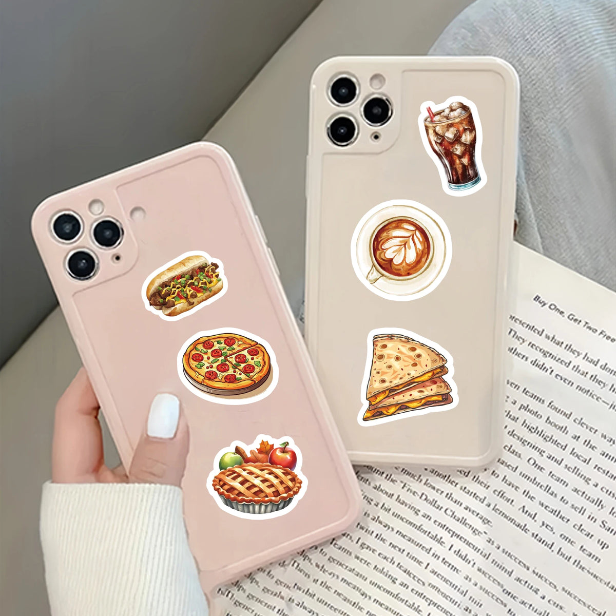 46pcs Burger, Pizza, Coffee American Food Theme Stickers Decorated Notebook Water Bottle Diary Classic Toy Scrapbook DIY Decal