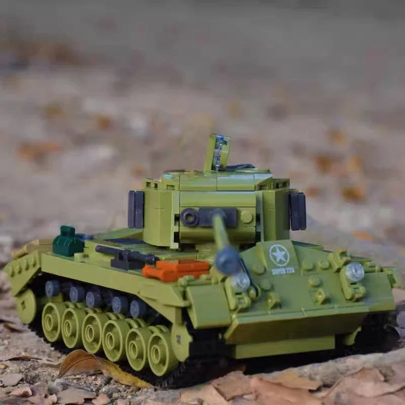 SLuban MOC WW2 Series Normandy Landing P-51 Mustang Fighte Building Blocks Higgins Landing Craft Modle Bricks Tank Toys For Kids