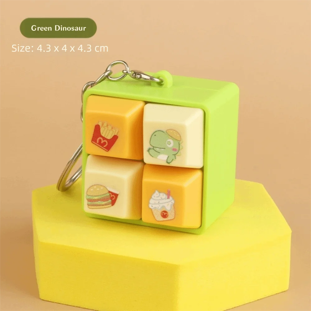 Fun Cartoon Squeeze Music New Unique Four-square Merit Key Button Keychain Couple Car Bag Key Chain & Pendant