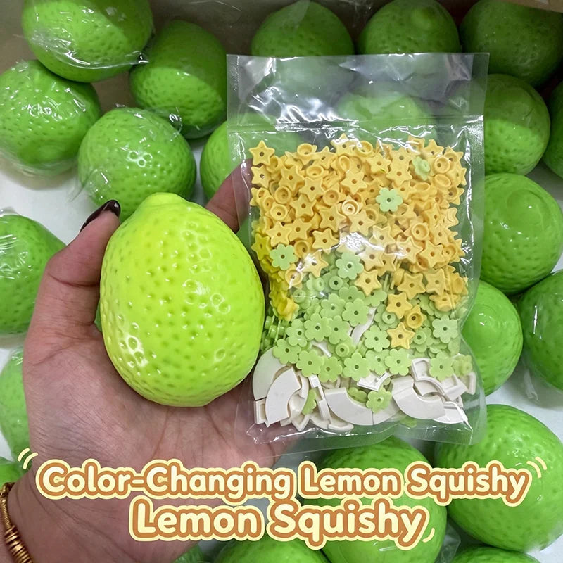 Handmade Crispy Lemon Stress Ball Squeeze Toy, Color-Changing Mango Squishy Fidget Ball, ASMR Sensory Stress Relief Toy