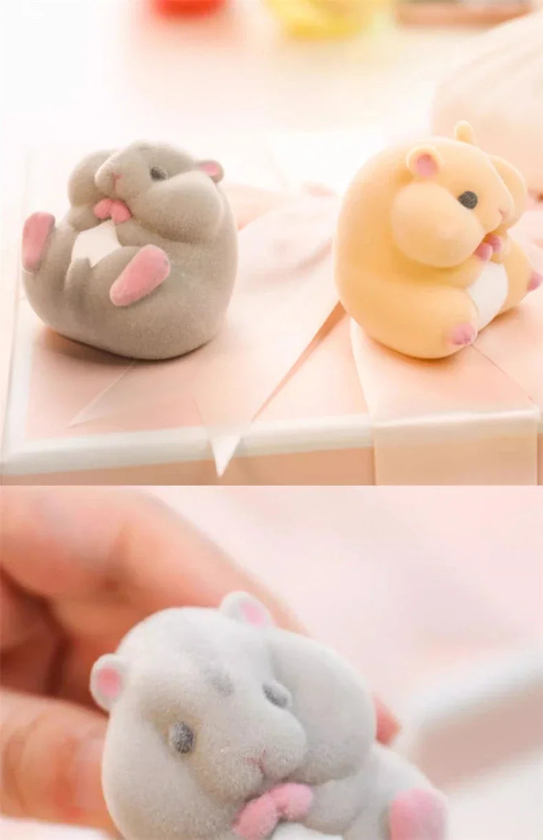 Japan YELL Gashapon Toys Cute Fatty Milky Soft Hamster Flocking Plush Dolls Squeeze Anti Stress Relief Squishy Collect Ornaments