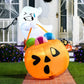 5 FT Tall Halloween Inflatables Outdoor Decorations Cute Ghost Blow Up Ghost Lift Pumpkin Candy Bag with Build-in LEDs For Halloween Gifts