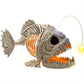 Skeleton Lantern Fish Halloween with LED Eye Plastic Bones for Halloween Party Photo Prop Decoration Graveyard Decor, Indoor Outdoor Spooky Scene(10.2" *5.5" *3")