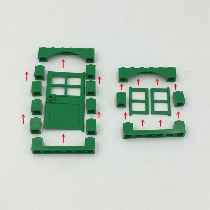 102pcs Door Window Brick Bulk DIY House Building Blocks Bricks Toys City Architect for Children Educational