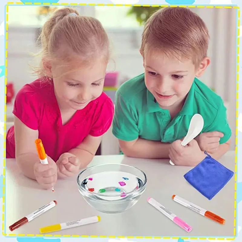 Magic Water Floating Pen Set - Floating Ink Drawing Kit with Spoon, Kids Water Painting & Graffiti Art Toy