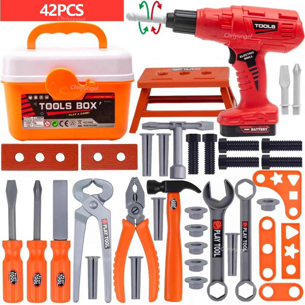 38/42 PCS Pretend Tools Kit Kids Play Repair Tool Set Plastic Construction Toys with Screwdrivers for Toddler Boys Girls Child