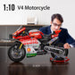 Famous V4 Motorcycle Building Blocks Set,Super Motorbike Model Kit,Technical Racing,STEM Assembled Toys Gifts For Boys And Girls
