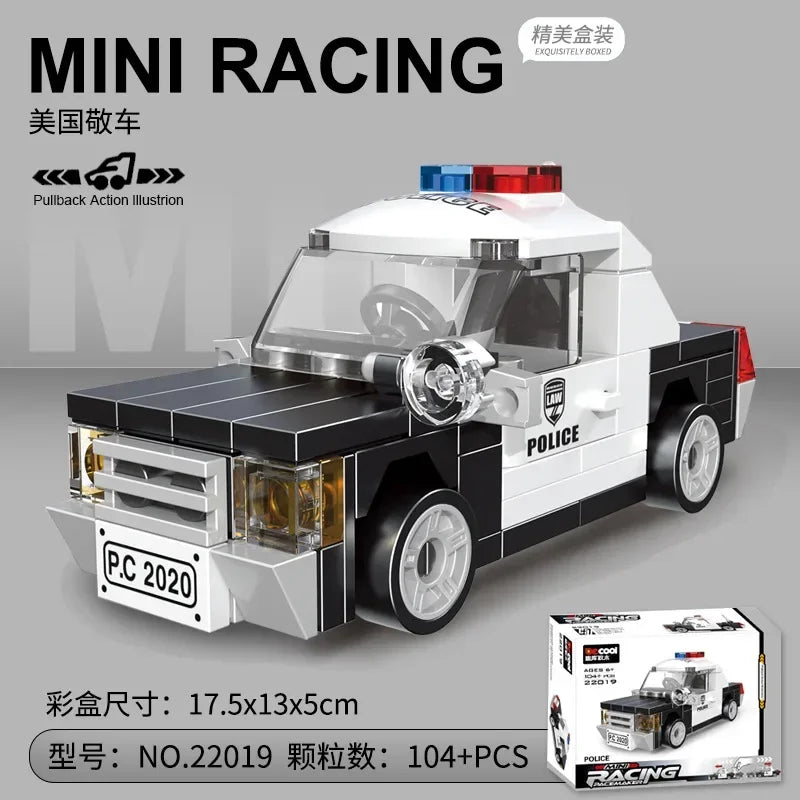 Racing Car Bus Engineering Vehicle Ambulance Pull Back Model Building Blocks Brick Toys Children Boys Birthday Gift Brick