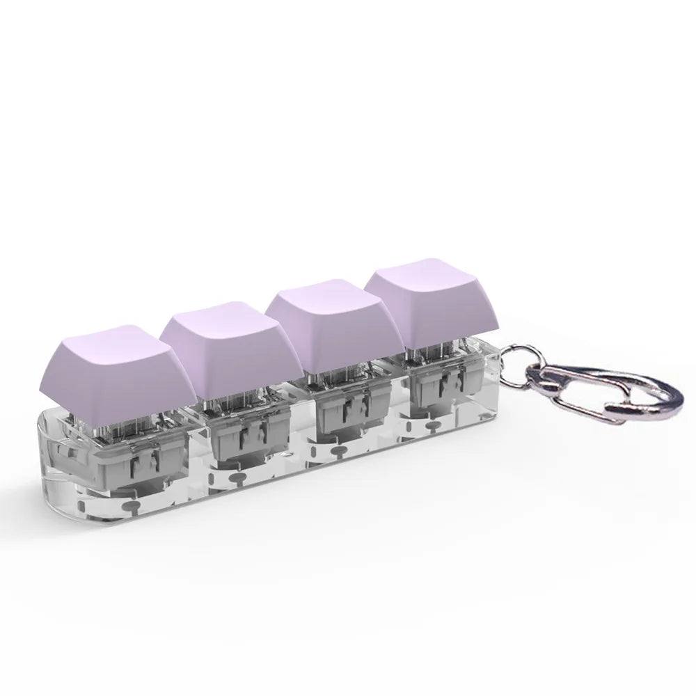 Keyboard Fidget Keychain 4 Keys Finger Keyboard Decompression Toys Press Button Keycap Fidget Stress Relief Keyboard Clicker Toy