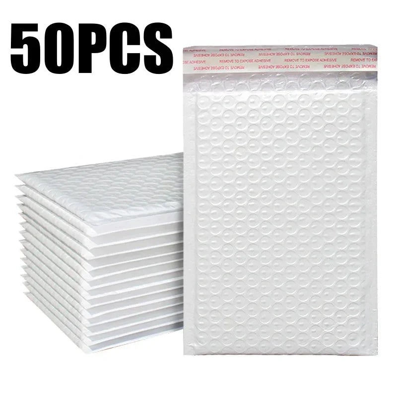 500PCS Poly Bubble Mailers Padded Envelopes Self Seal Bubble Lined Waterproof Cushion Shipping Enveloper Mailers White