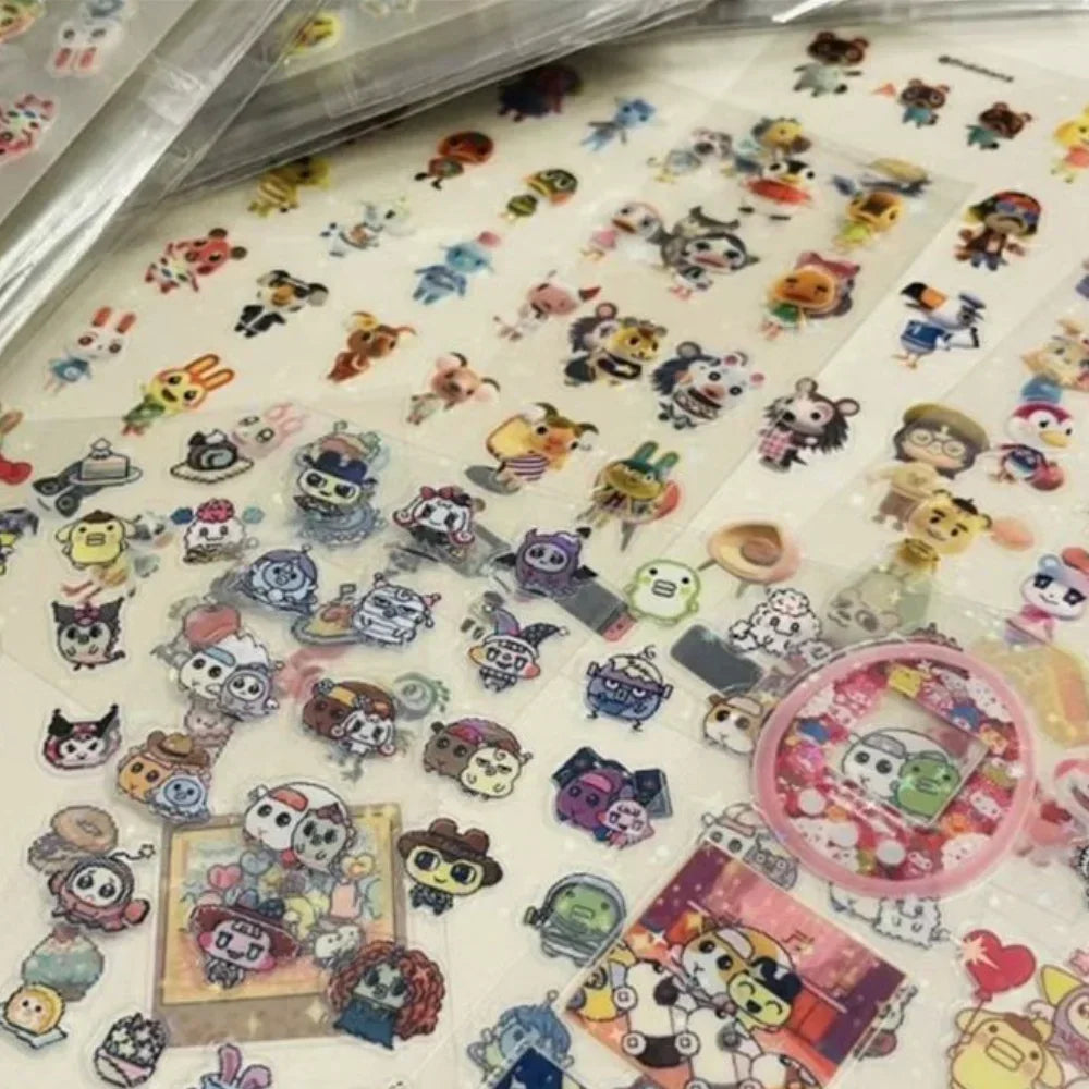 8pcs Japanese anime Tamagotchi Style pixel graph Cut film sticker desktop phone shell decoration Hand account diy accessory toy