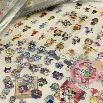 8pcs Japanese anime Tamagotchi Style pixel graph Cut film sticker desktop phone shell decoration Hand account diy accessory toy