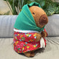 Capybara Plush Toy Cotton Jacket Doll Military Coat Cartoon Capybara Plushies Stuffed Animal Cushion Gift for Kids Girls Boys