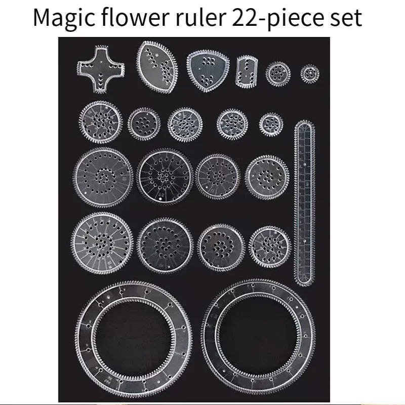 22pcs Spirograph Drawing Kaleidoscope Ruler Set Geometry Ruler Math Roulette Drawing Tool Learning Drawing Toy Art Tool