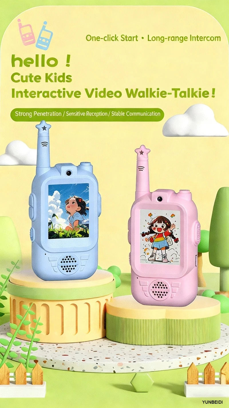 2PC Children's Video Walkie-talkie HD Walkie-talkie USB Charging Indoor Outdoor Entertainment Kids Toys Birthday Gifts Ages 3-12