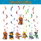 Paw Patrol Birthday Decoration Cartoon Puppy Paper Banner and 6 Hanging Swirls for Kids Boys Baby Shower Party Supplies Set