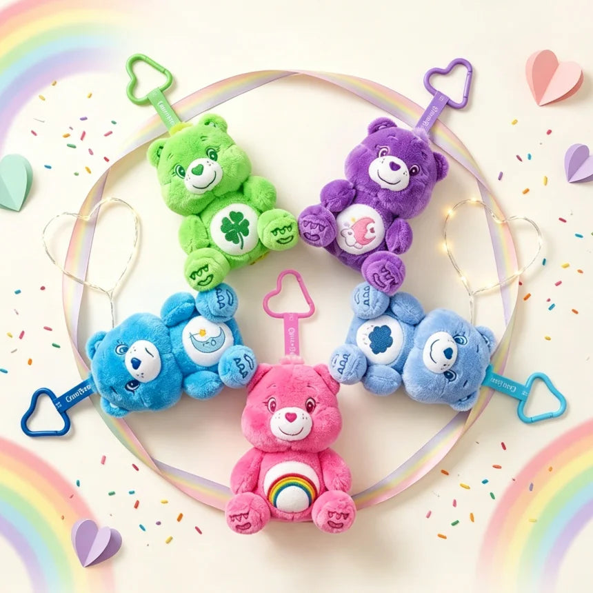 Care Bears Sitting Plush Keychain 12cm Cute Bag Pendant Kawaii Stuffed Toy Car Charm Squishy Soft Doll Decor Ideal Holiday Gift