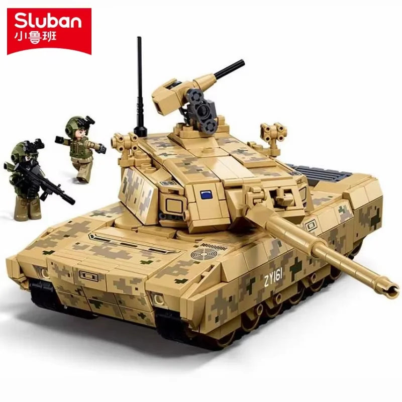 Sluban New 413PCS Military ZTZ-100S MBT Main Battle Tank Model Building Blocks Set Educational Toy for Children