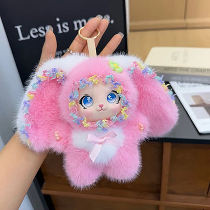 Cute and colorful Plush Rabbit doll; Children's Plush Animal Rabbit doll; Long-Eared Cute Rabbit Lace-Trimmed Plush doll Pendant