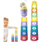 9PCS Stacking Cups Early Education Puzzle Stackable Rainbow Tower with Numbers Letters Shapes Fold Cup Child Stack Game
