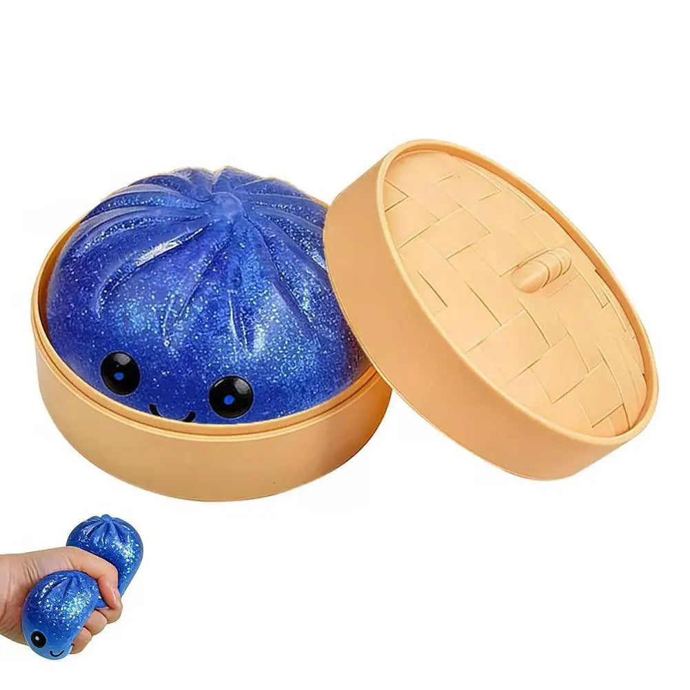 Glitter Dumpling Squishies Toys With Steamer Box Simulated Dough Adult And Child Squeeze Toys For Stress Relief Prank Props
