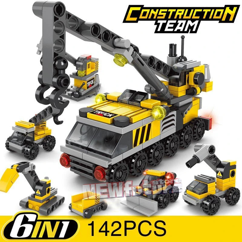 NEW Engineering Cement Mixer Engine Mini Loader Truck Special Police Car Classic Model Building Blocks Sets Bricks Toy City