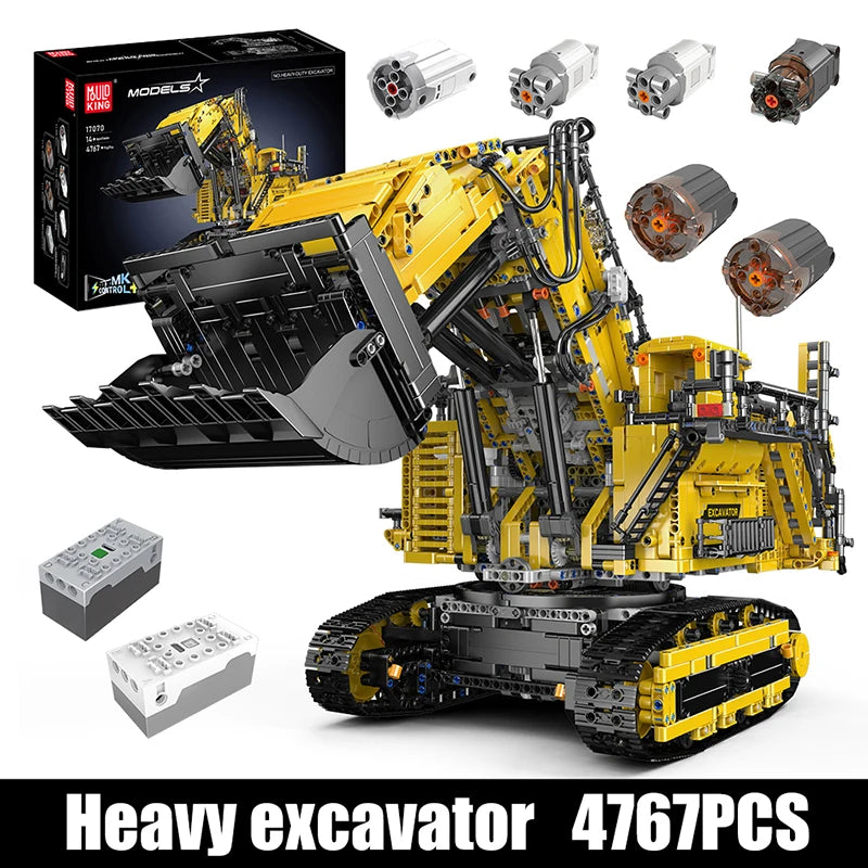 Mould King 17070 17071 Technical Car Toys The RC R 9800 Excavator Building Block Engineering Excavator Brick Kids Christmas Gift