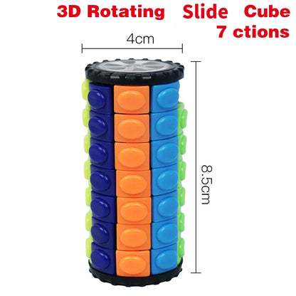 Color 3D Rotating Magic Cube Puzzle Color Tower Stress Relief Novel Magic Cube Children's Puzzle Toy Montessori Toy Gift