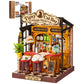 Rolife DIY Miniature House Kit Tipsy Cat Bar Mini Dollhouse Model Building Kit Wooden 3D Puzzle Toys with LED Light for Home Decor Gift for Adults Kids Friends
