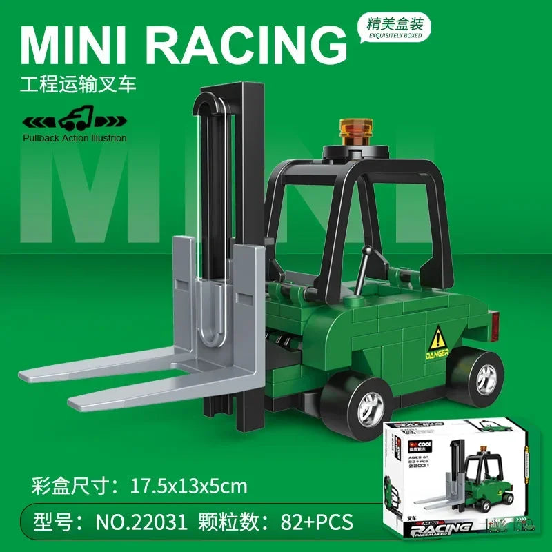 Racing Car Bus Engineering Vehicle Ambulance Pull Back Model Building Blocks Brick Toys Children Boys Birthday Gift Brick