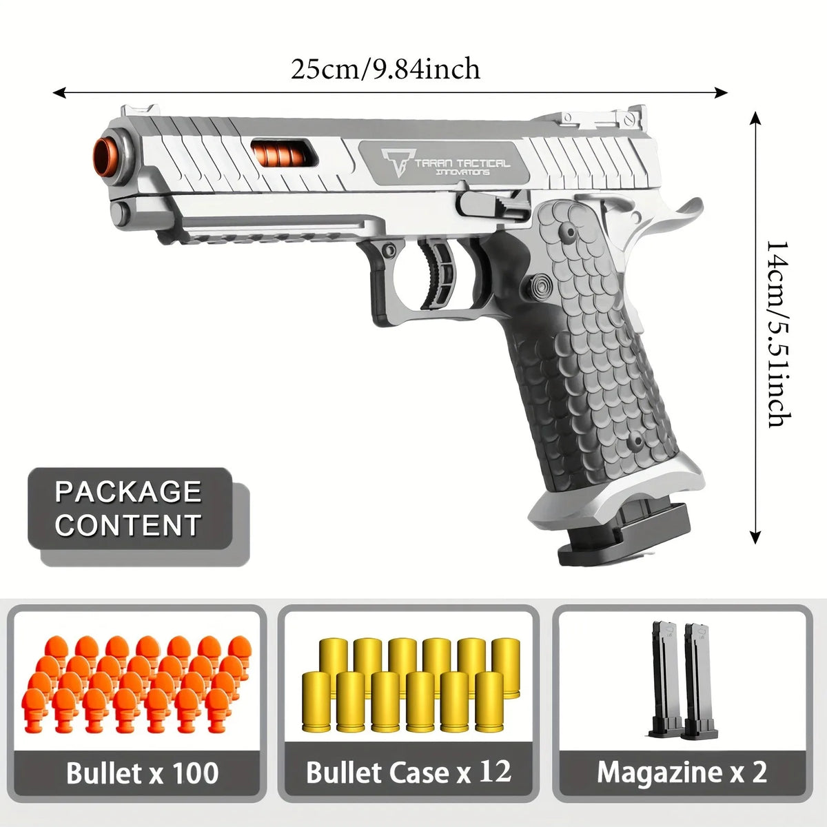 Soft Bullet Gun Toy (1pc Gun + 8pcs Shell + 20pcs Bullet)Educational Model Pistol Shooting