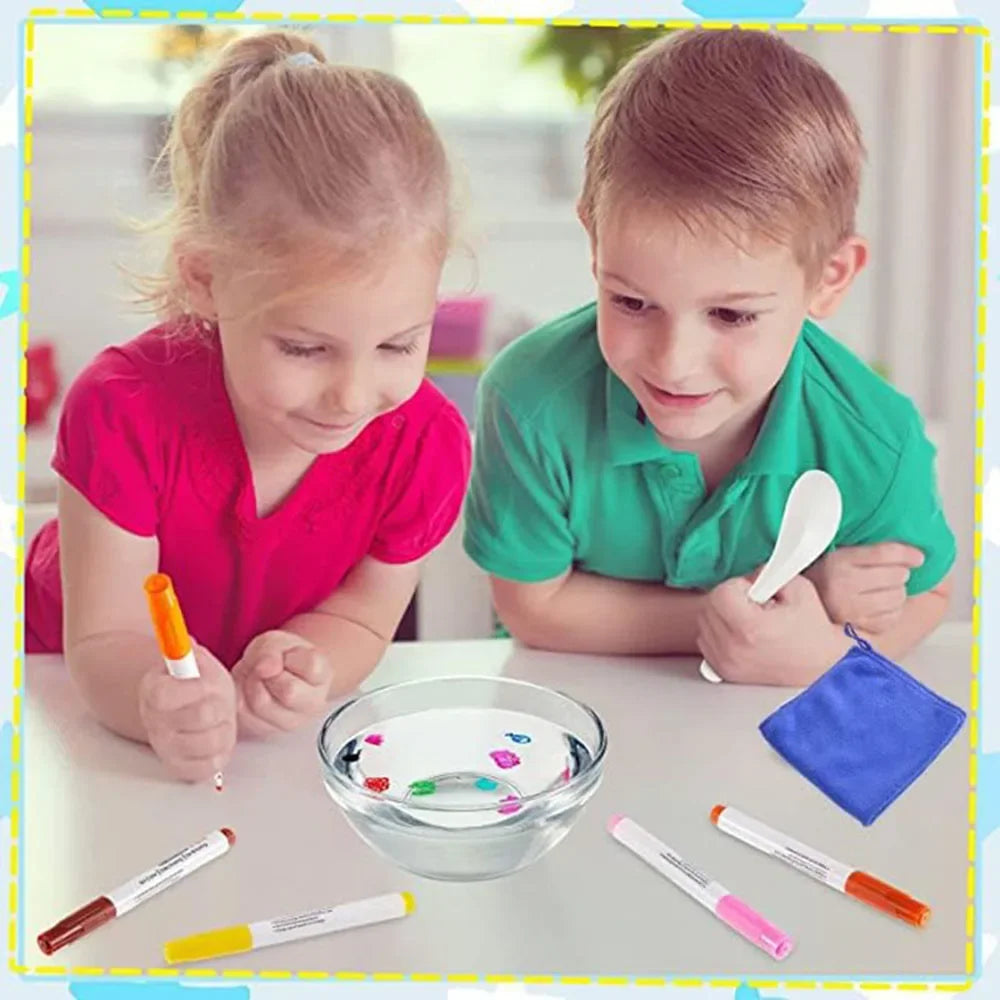 Magic Water Floating Pen Set - Floating Ink Drawing Kit with Spoon, Kids Water Painting & Graffiti Art Toy