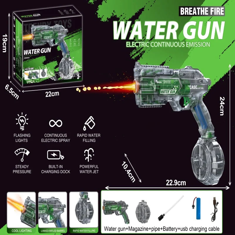 Children Led Energy Gathering Ring Electric Water Gun Toy Shooting Games Automatic Water Squirt Gun Summer Outdoor Toys for Kids