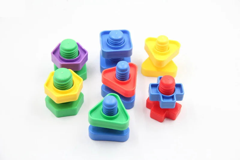 5Set Screw Building Blocks Plastic Insert Blocks Nut Shape Toys for Educational Toys Montessori Scale Models Gift