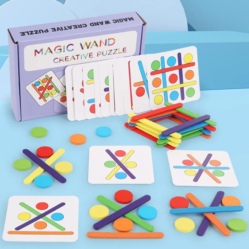 3D Puzzle Two-person Interactive Desktop Game Tangram Math Toys Building Blocks Board Color Shape For Kids Gifts