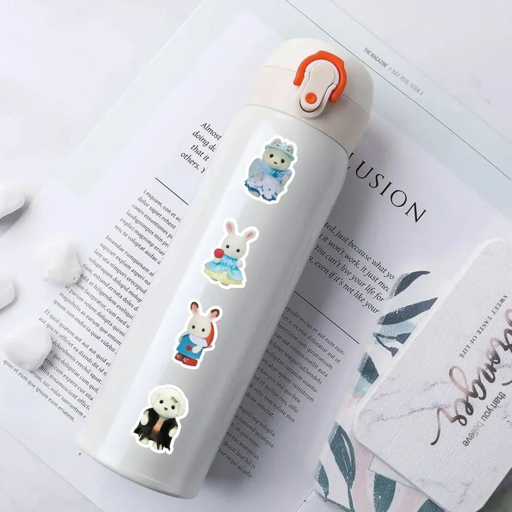 100/200pcs Kawaii Calico Critters Stickers Cute Laptop Scrapbook Graffiti Decals Skateboard Handheld  Aesthetic Sticker Toys