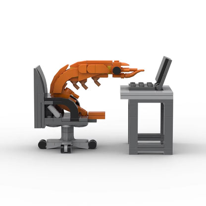 MOC Building Block Shrimp Model Figurines Prank Toy Set Puzzle Assembly Desktop Ornaments