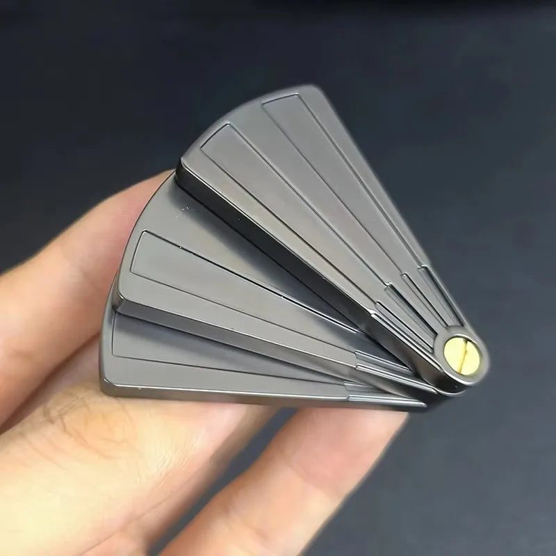 Metal EDC Fingertip Folding Fan Pressure Reducing Push Card Mechanical Coin Toy Anti Stress Relief Sensory Fidget Toy for Adults