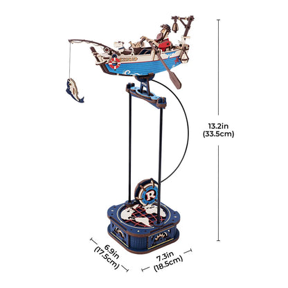 Robotime Rokr 3D Puzzle Ocean Fisher DIY Pendulum Toy Gifts for Family Colleague Home Decoration Toys Building Block Kits